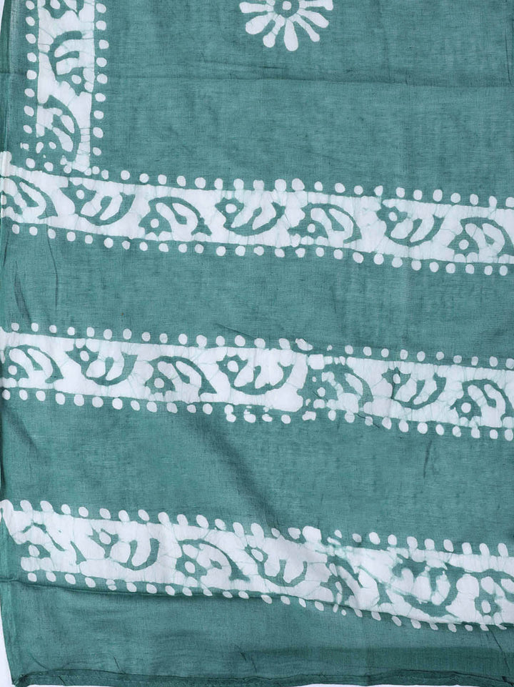 Printed Cotton Blend Unstitched Suit With Dupatta