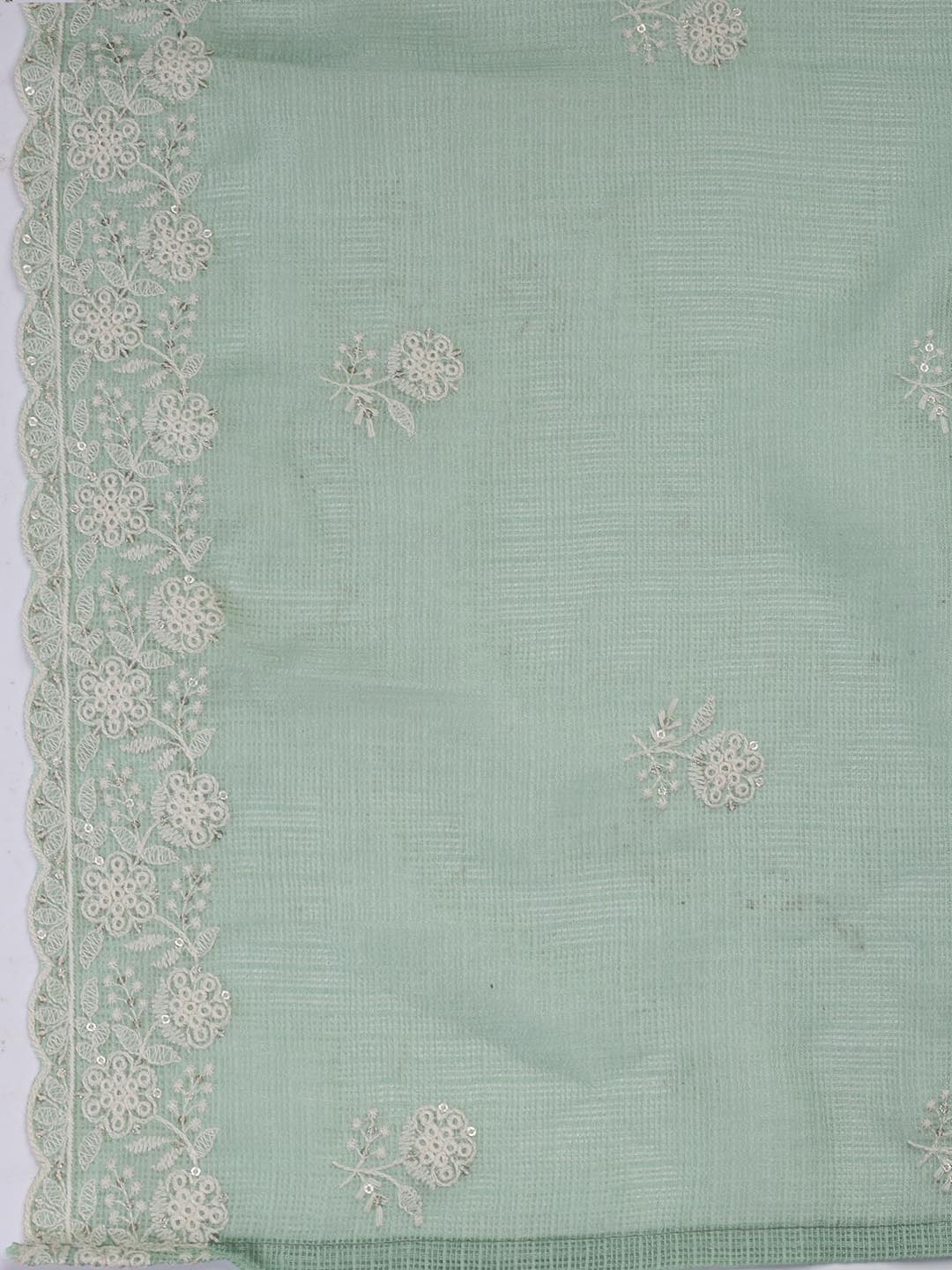 Embroidered Cotton Blend Unstitched Suit Piece With Dupatta