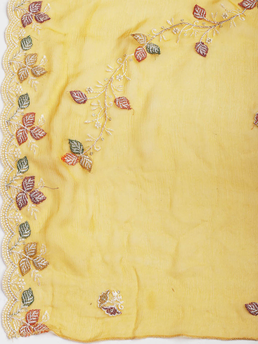 Embroidered Chinnon Unstitched Suit Piece With Dupatta