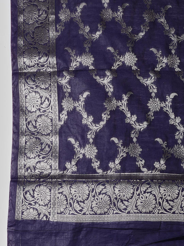 Woven Chanderi Unstitched Suit With Dupatta