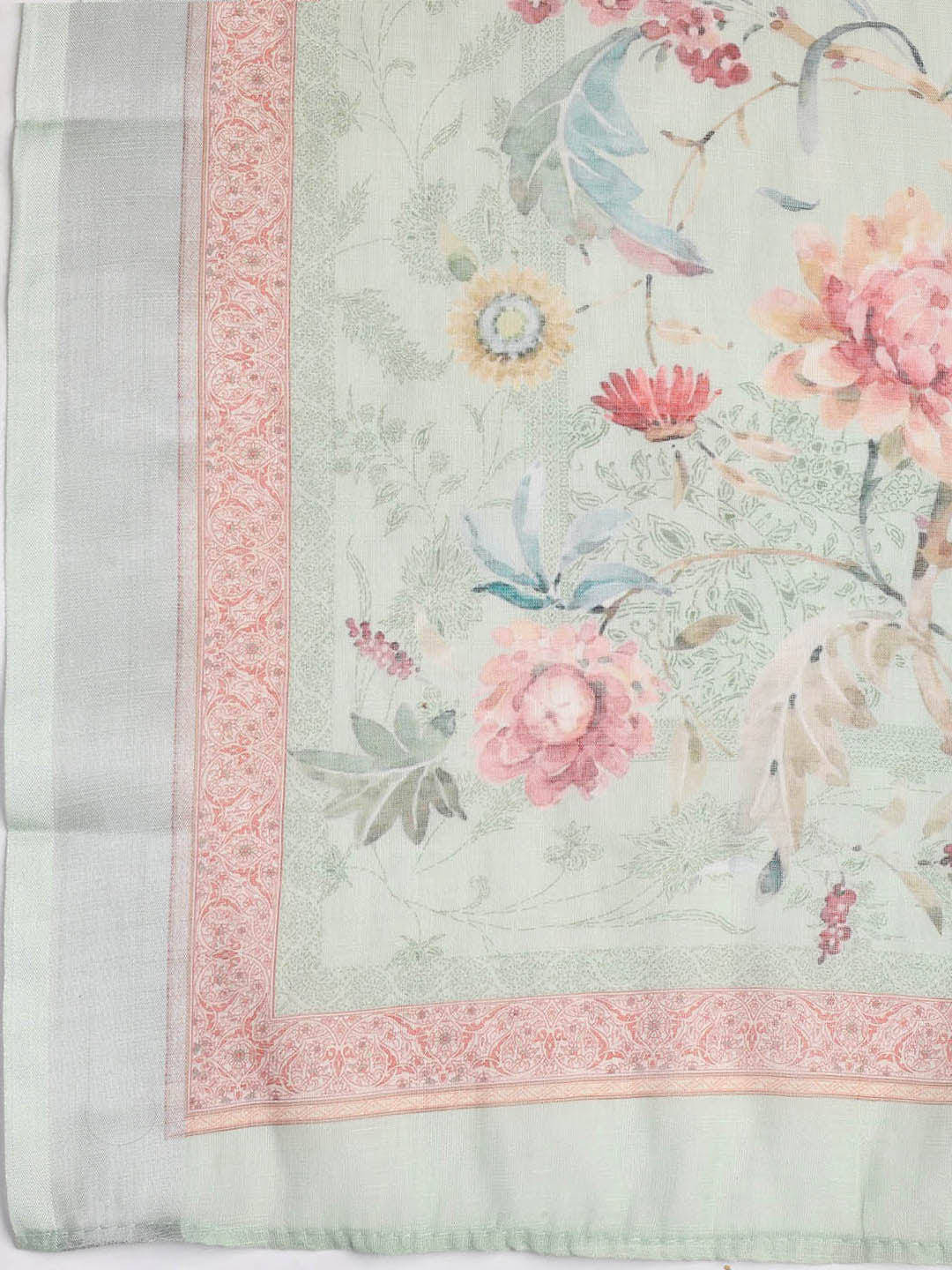 Floral Printed Linen Unstitched Suit Piece With Dupatta