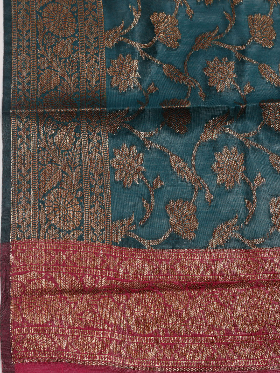 Neck Embroidered Chanderi Unstitched Suit Piece With Dupatta