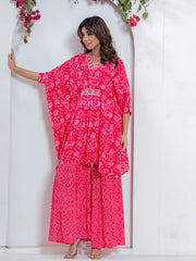 Floral Printed Muslin Kurta With Palazzo