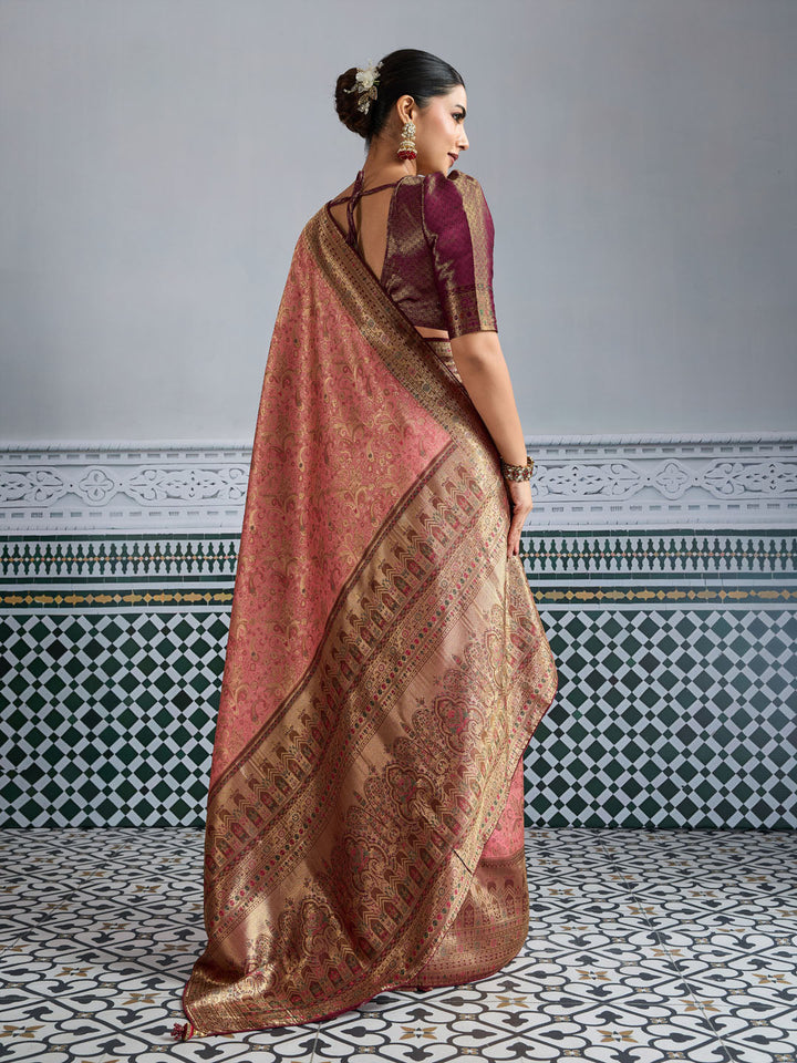 Woven Design Meenakari Kanjivaram Silk Saree