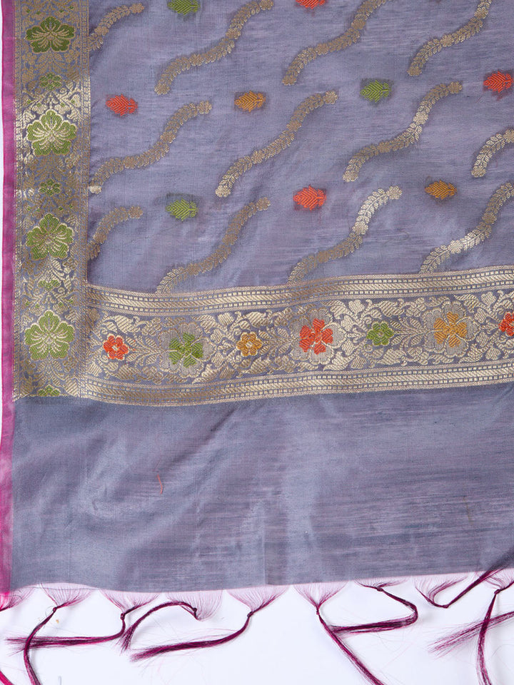 Woven Chanderi Unstitched Suit With Dupatta