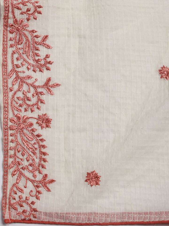 Embroidered Cotton Blend Unstitched Suit Piece With Dupatta