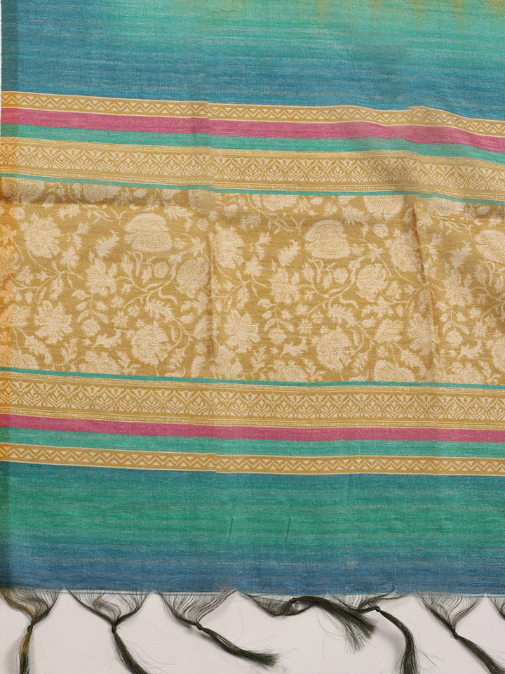 Zari Neck Embroidered Chanderi Unstitched Suit With Dupatta