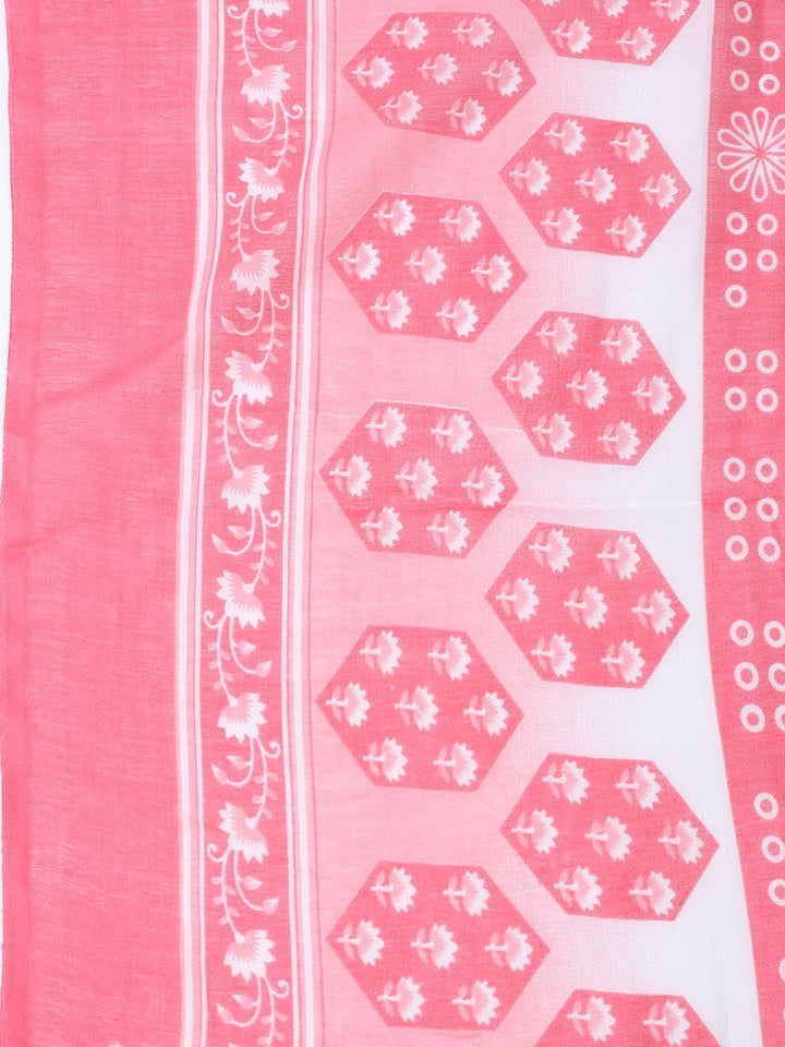 Neck Patti Cotton Blend Unstitched Suit With Dupatta
