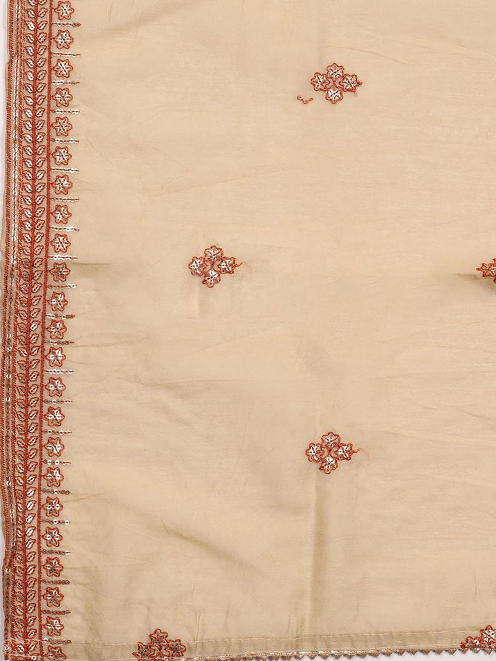 Embroidered Cotton Blend Unstitched Suit Piece With Dupatta