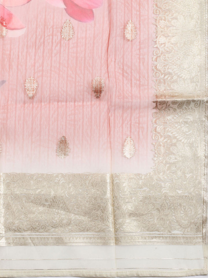 Neck Embroidered Tissue Unstitched Suit Piece With Dupatta
