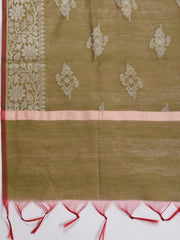 Woven Banarasi Chanderi Unstitched Suit With Dupatta