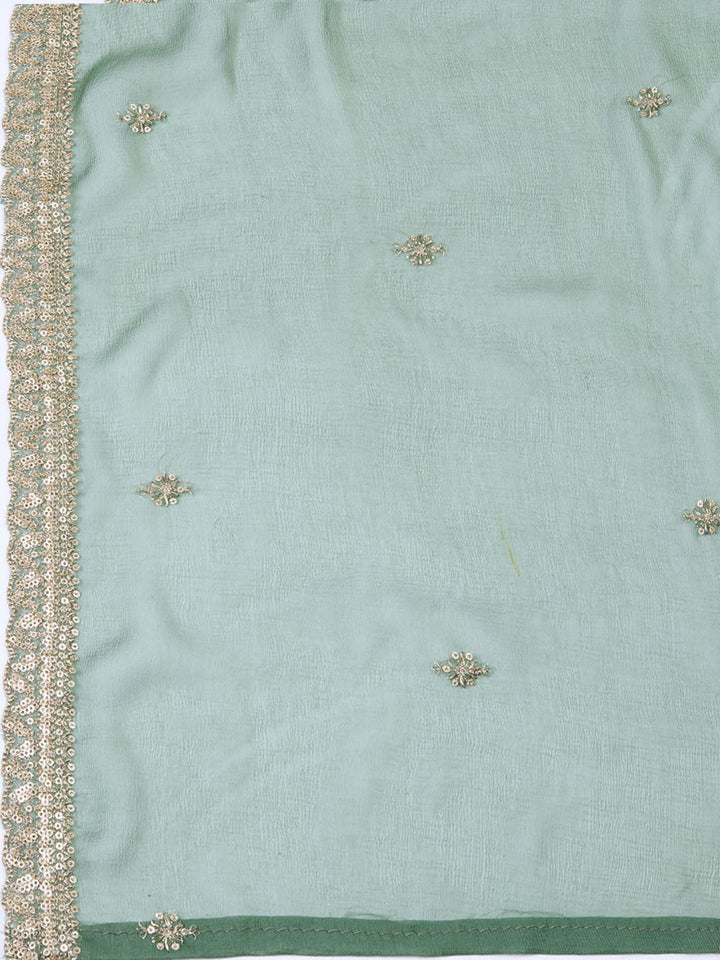 Neck Embroidered Tissue Unstitched Suit With Dupatta