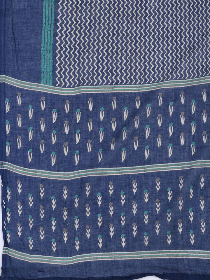 Printed Cotton Blend Unstitched Suit With Dupatta
