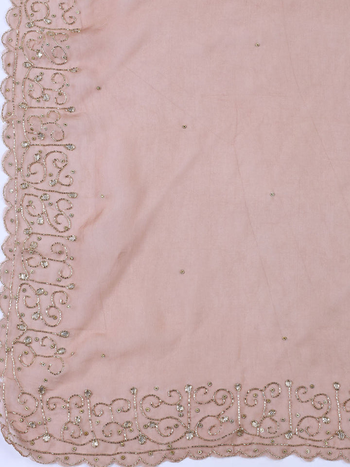 Neck Embroidered Organza Unstitched Suit With Dupatta