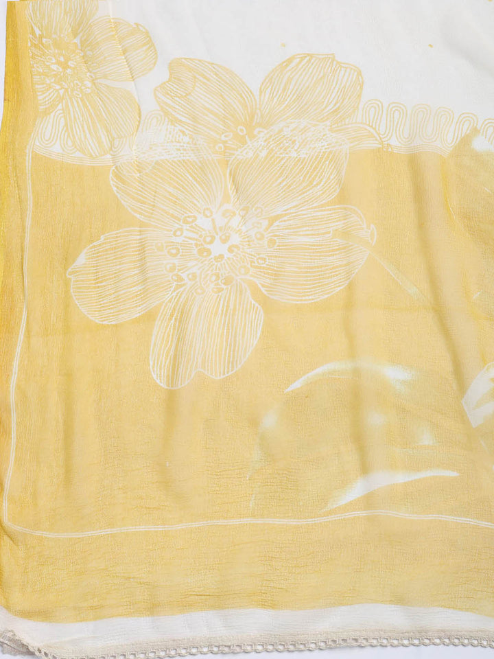 Printed Cotton Blend Unstitched Suit With Dupatta