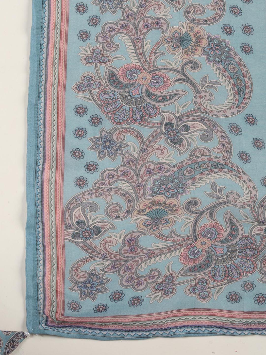 Floral Printed Muslin Unstitched Suit Piece With Dupatta
