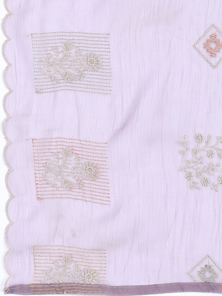 Embroidered Organza Unstitched Suit With Dupatta