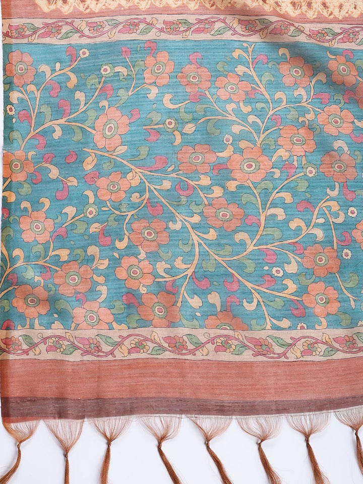 Neck Embroidered Tussar Unstitched Suit Piece With Dupatta