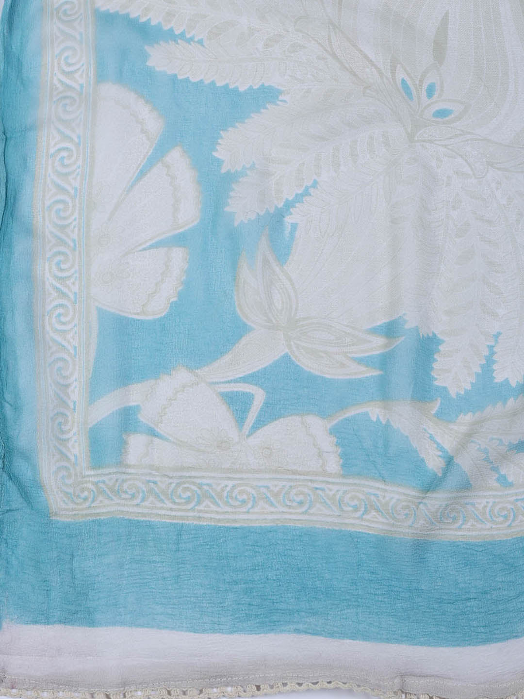 Neck Work Cotton Blend Unstitched Suit With Dupatta