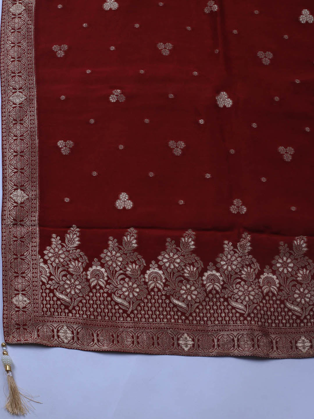 Embroidery Chanderi Unstitched Suit With Dupatta