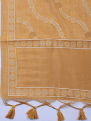 Neck Embroidered Chanderi Unstitched Suit With Dupatta