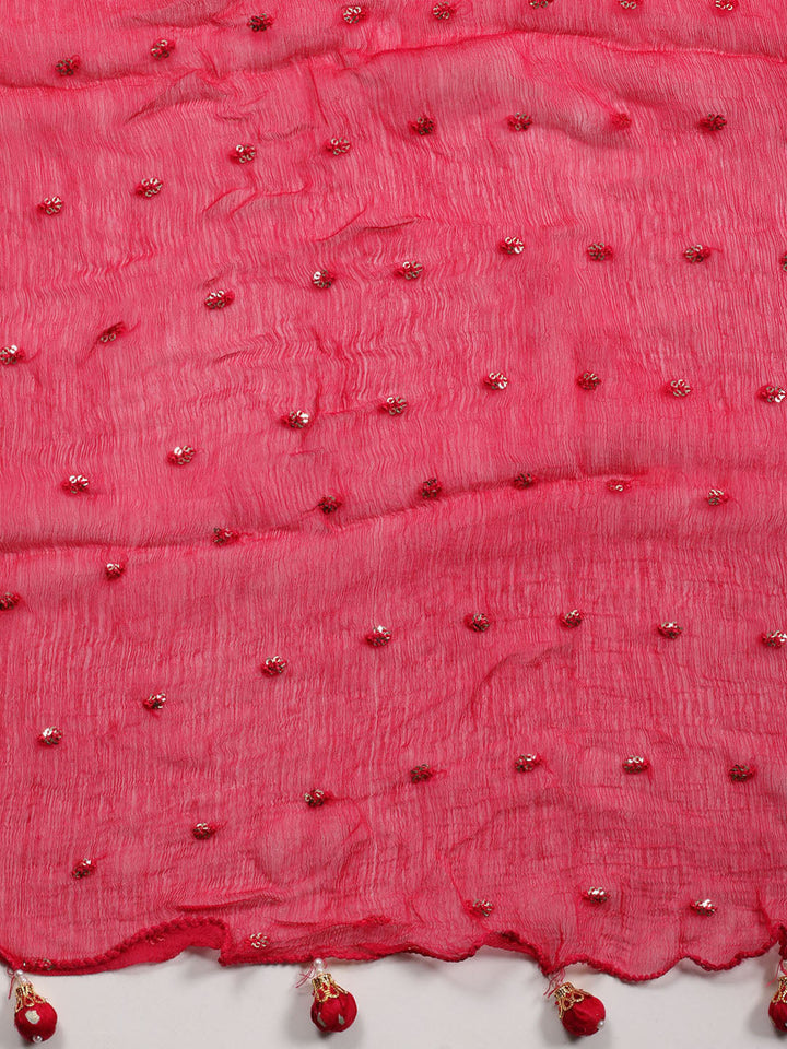 Neck Patti Cotton Blend Unstitched Suit Piece With Dupatta