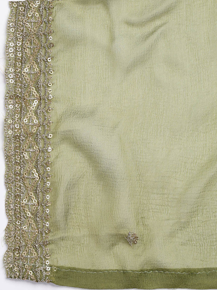 Patch Neck Art Silk Unstitched Suit With Dupatta
