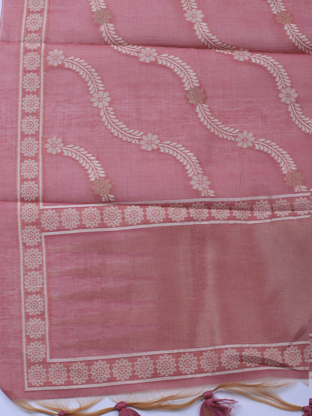 Neck Embroidered Chanderi Unstitched Suit With Dupatta