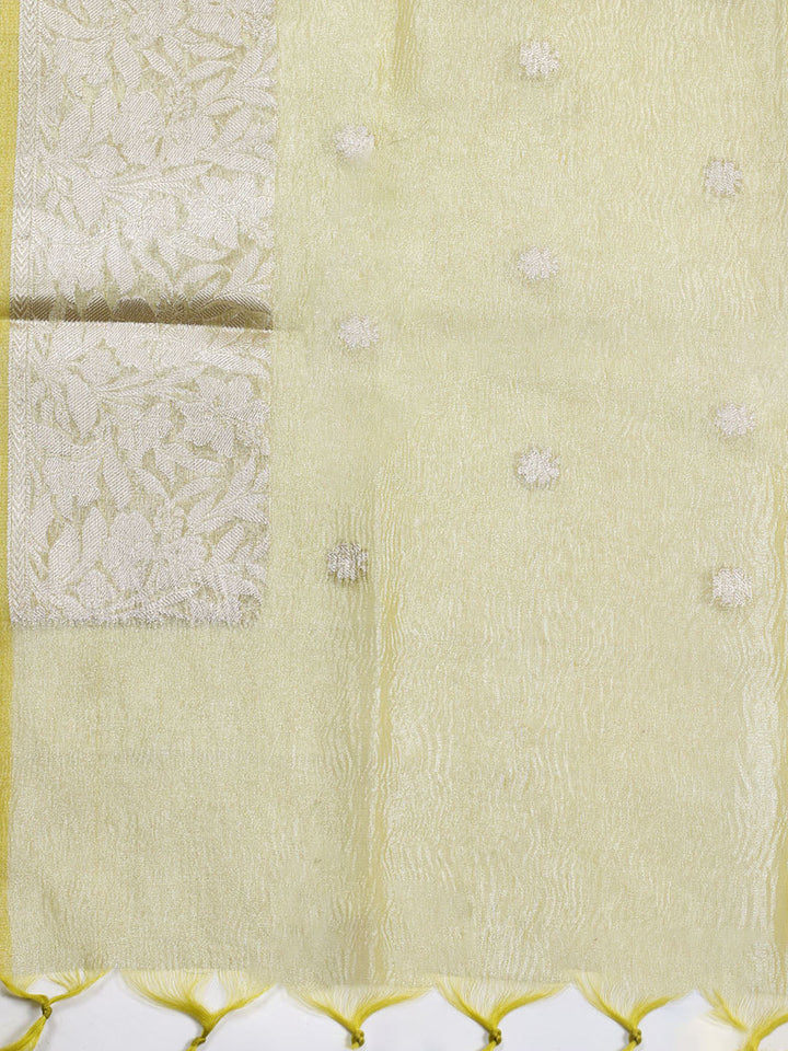 Neck Embroidered Tissue Unstitched Suit Piece With Dupatta