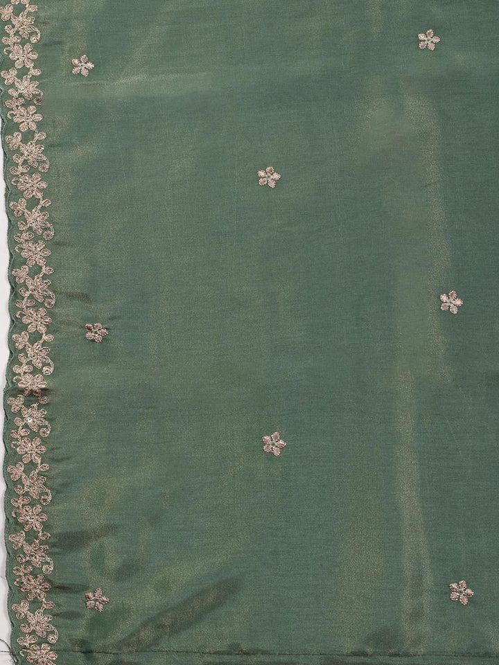 Neck Embroidered Tissue Unstitched Suit With Dupatta