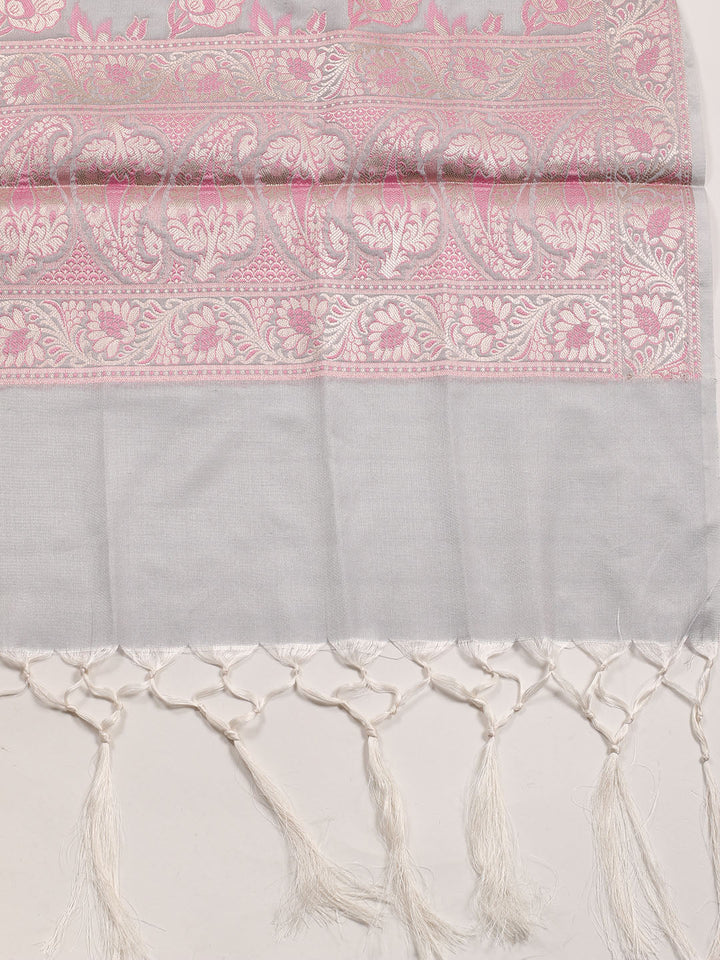 Woven Chanderi Unstitched Suit Piece With Dupatta