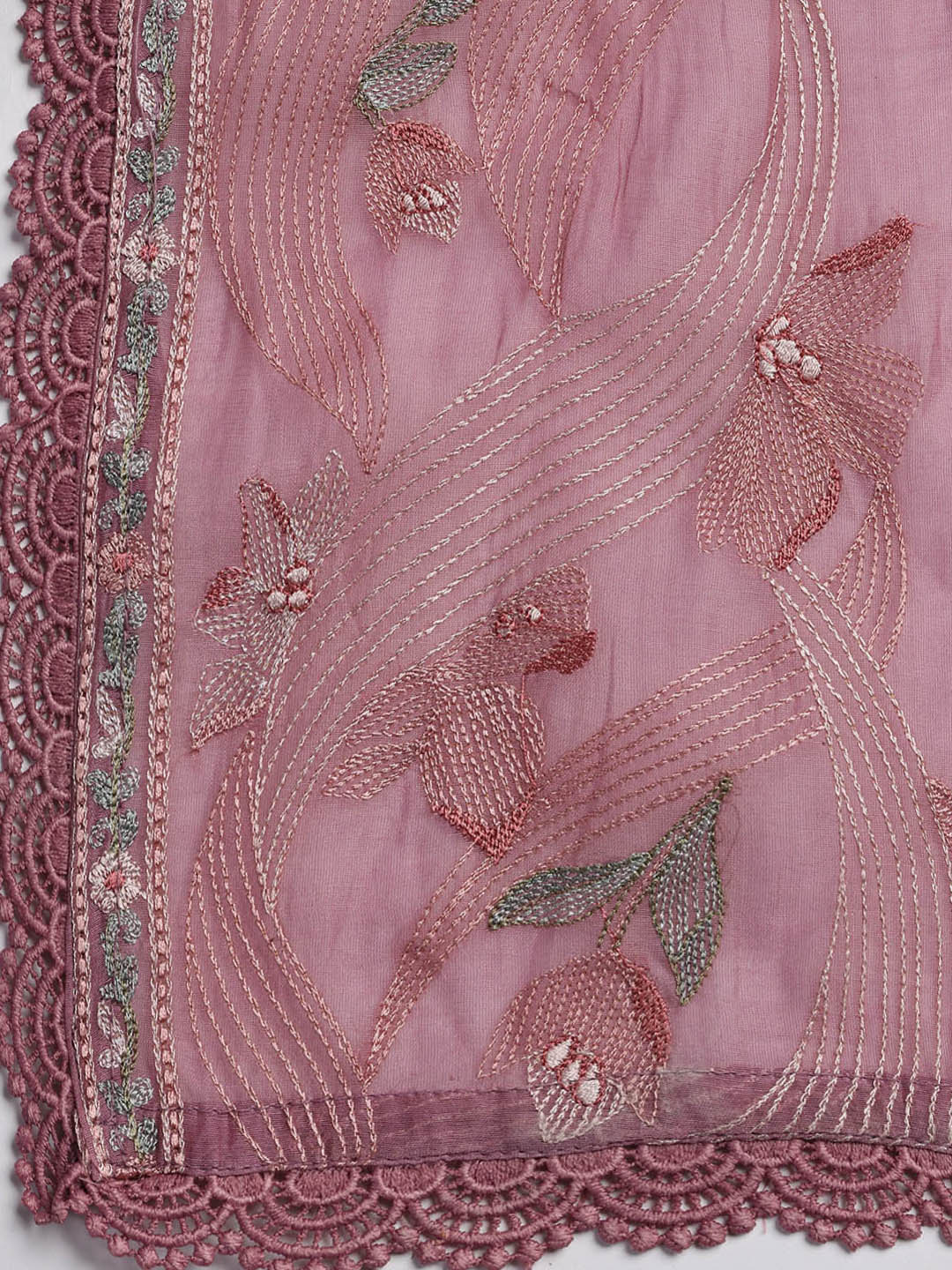 Embroidery Chanderi Unstitched Suit With Dupatta