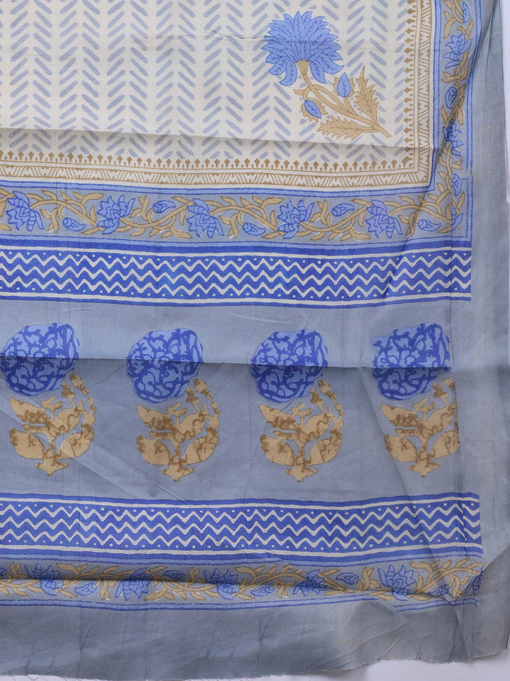 Printed Cotton Blend Unstitched Suit Piece With Dupatta