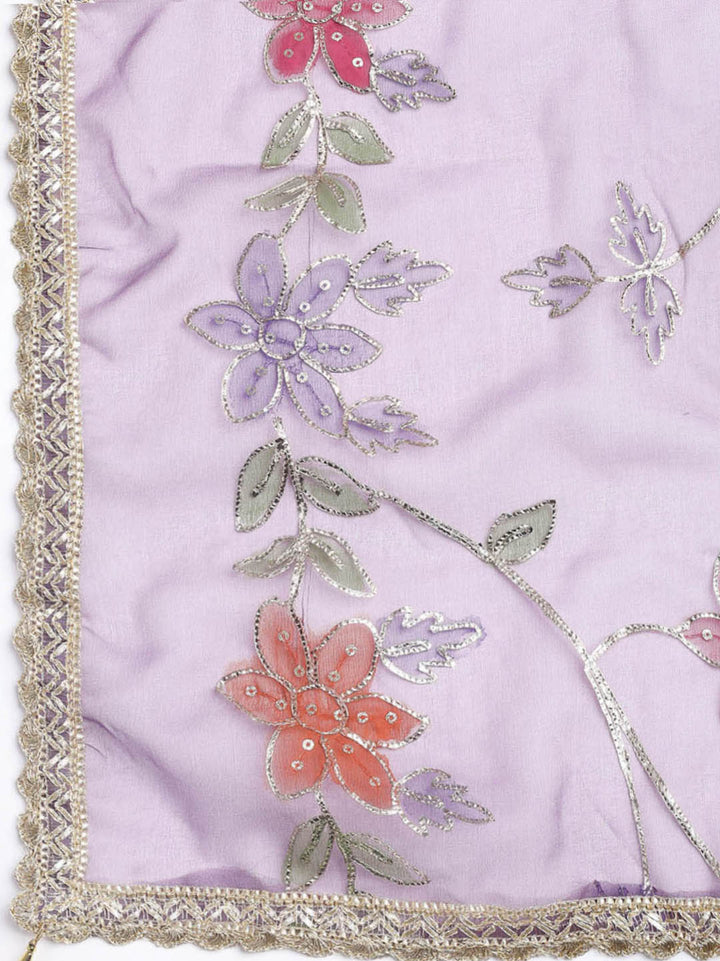 Neck Embroidery Chanderi Unstitched Suit With Dupatta