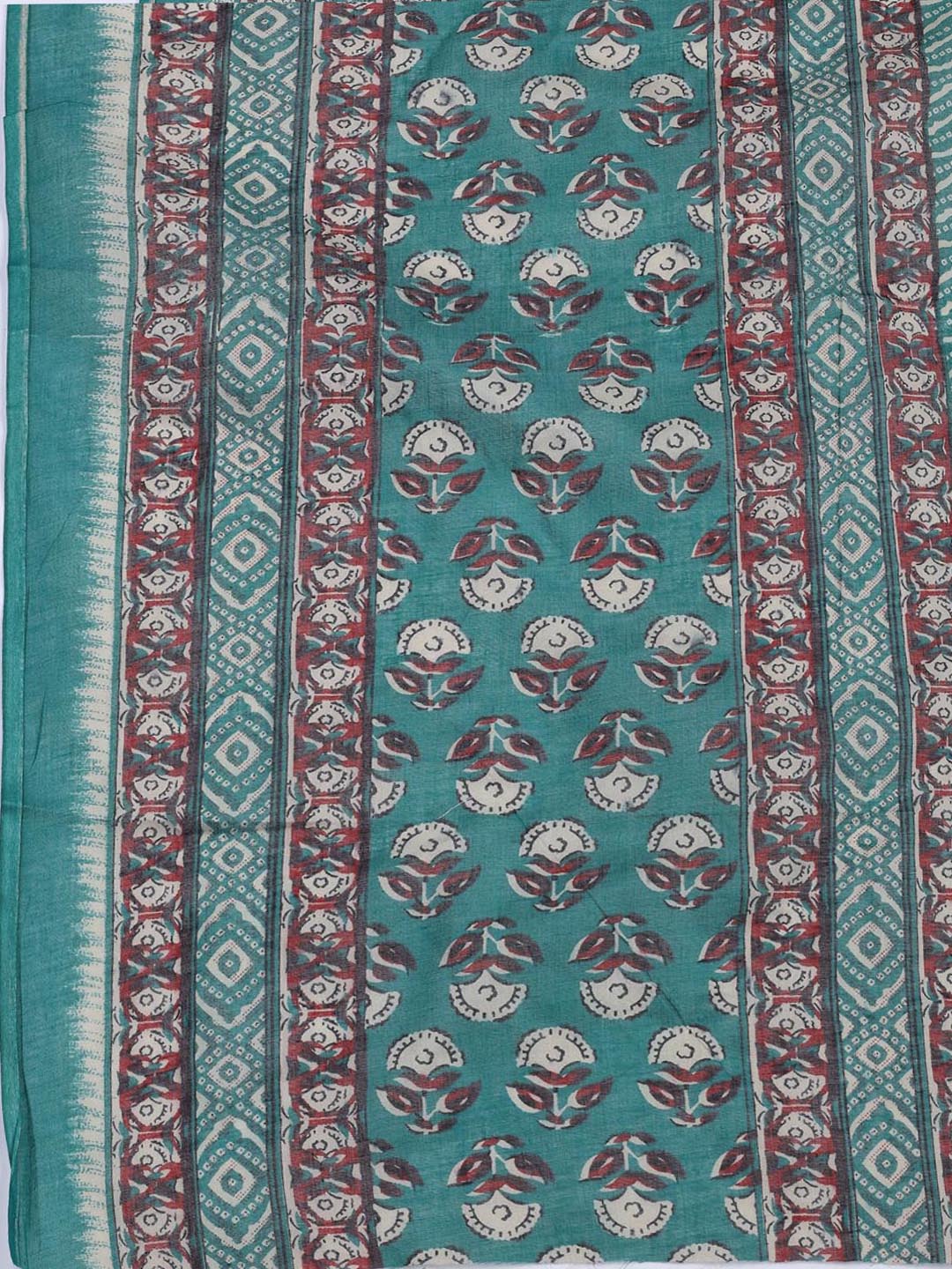 Floral Printed Cotton Unstitched Suit With Dupatta