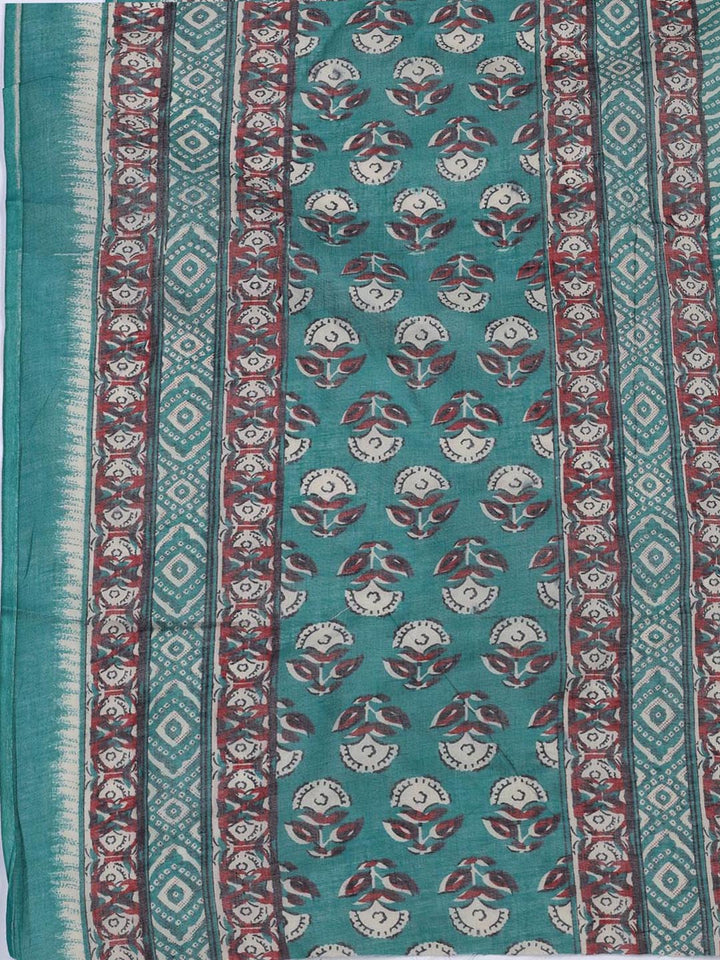 Floral Printed Cotton Unstitched Suit With Dupatta