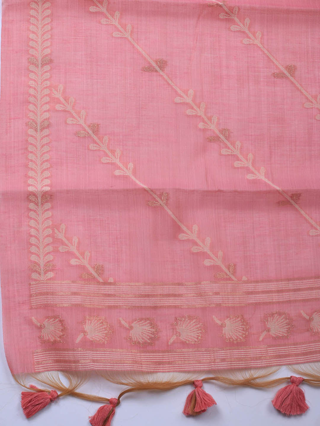 Neck Embroidery Chanderi Unstitched Suit With Dupatta