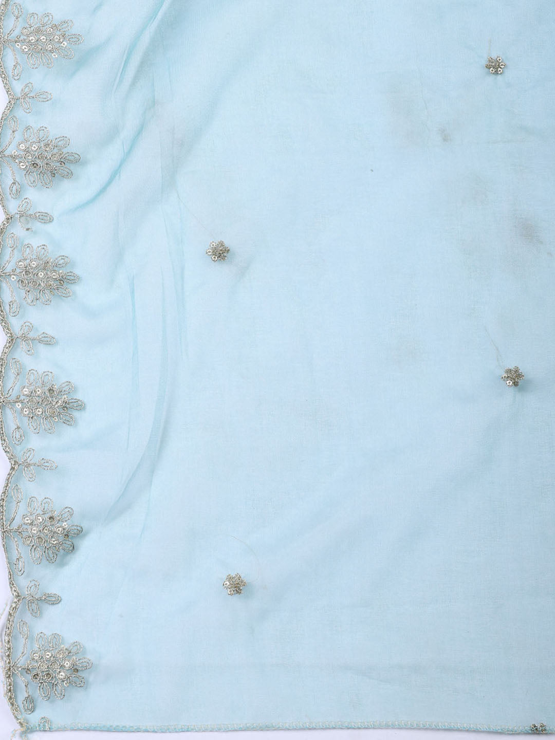 Neck Zari Embroidery Tissue Unstitched Suit With Dupatta