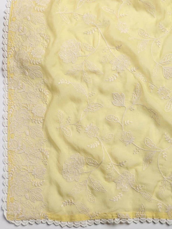 Embroidery Linen Unstitched Suit With Dupatta