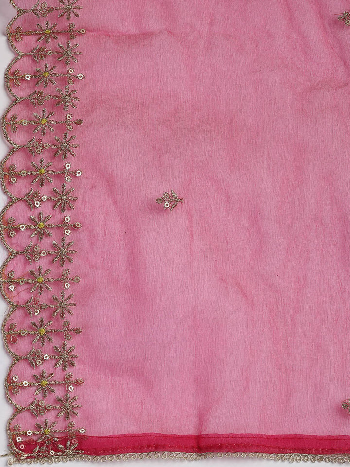 Embroidered Chanderi Unstitched Suit With Dupatta