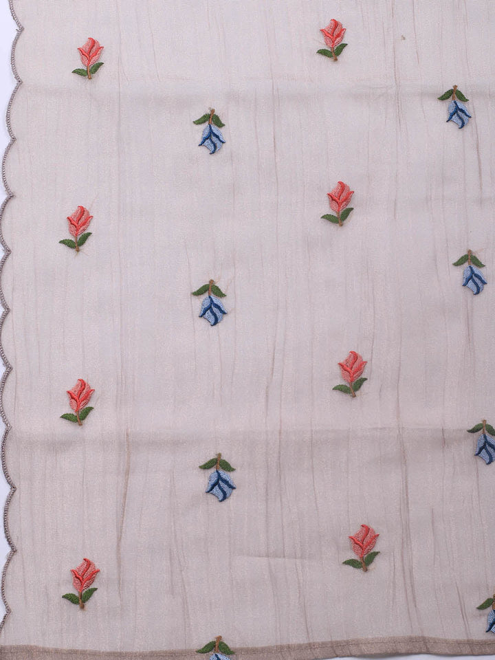 Neck Embroidery Tissue Unstitched Suit With Dupatta