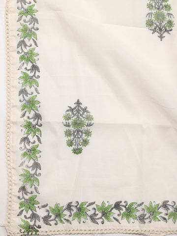 Neck Embroidered Cotton Unstitched Suit Piece With Dupatta