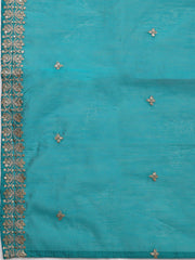 Neck Embroidered Chanderi Unstitched Suit Piece With Dupatta