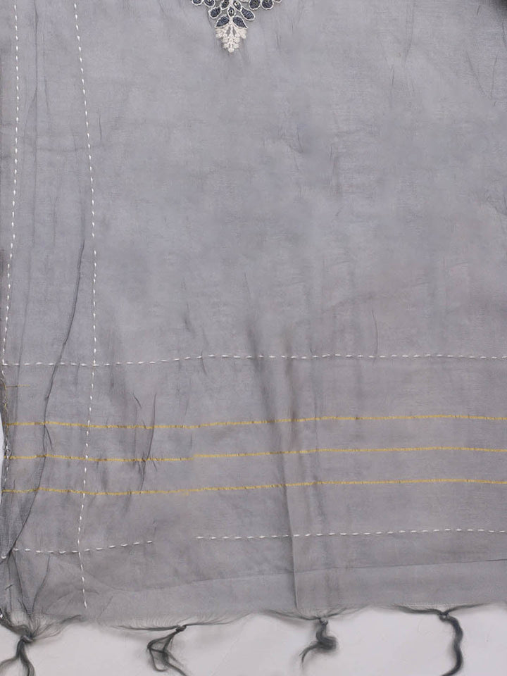 Neck Embroidery Cotton Blend Unstitched Suit With Dupatta
