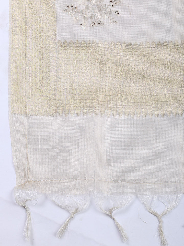 Neck Embroidered Tissue Unstitched Suit With Dupatta