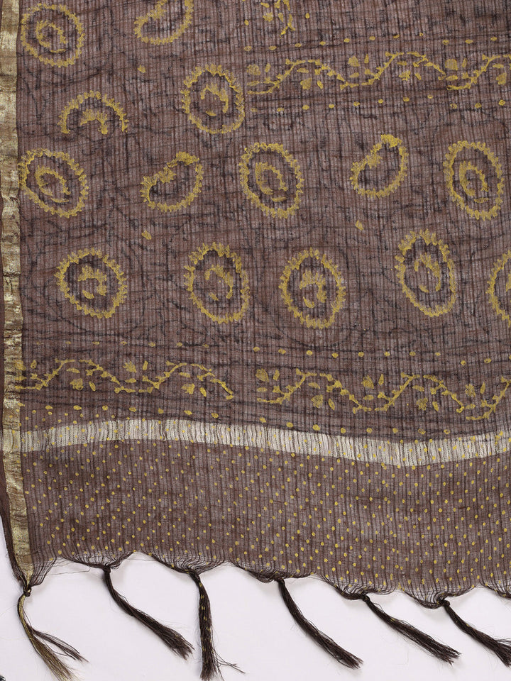 Printed Cotton Blend Unstitched Suit With Dupatta