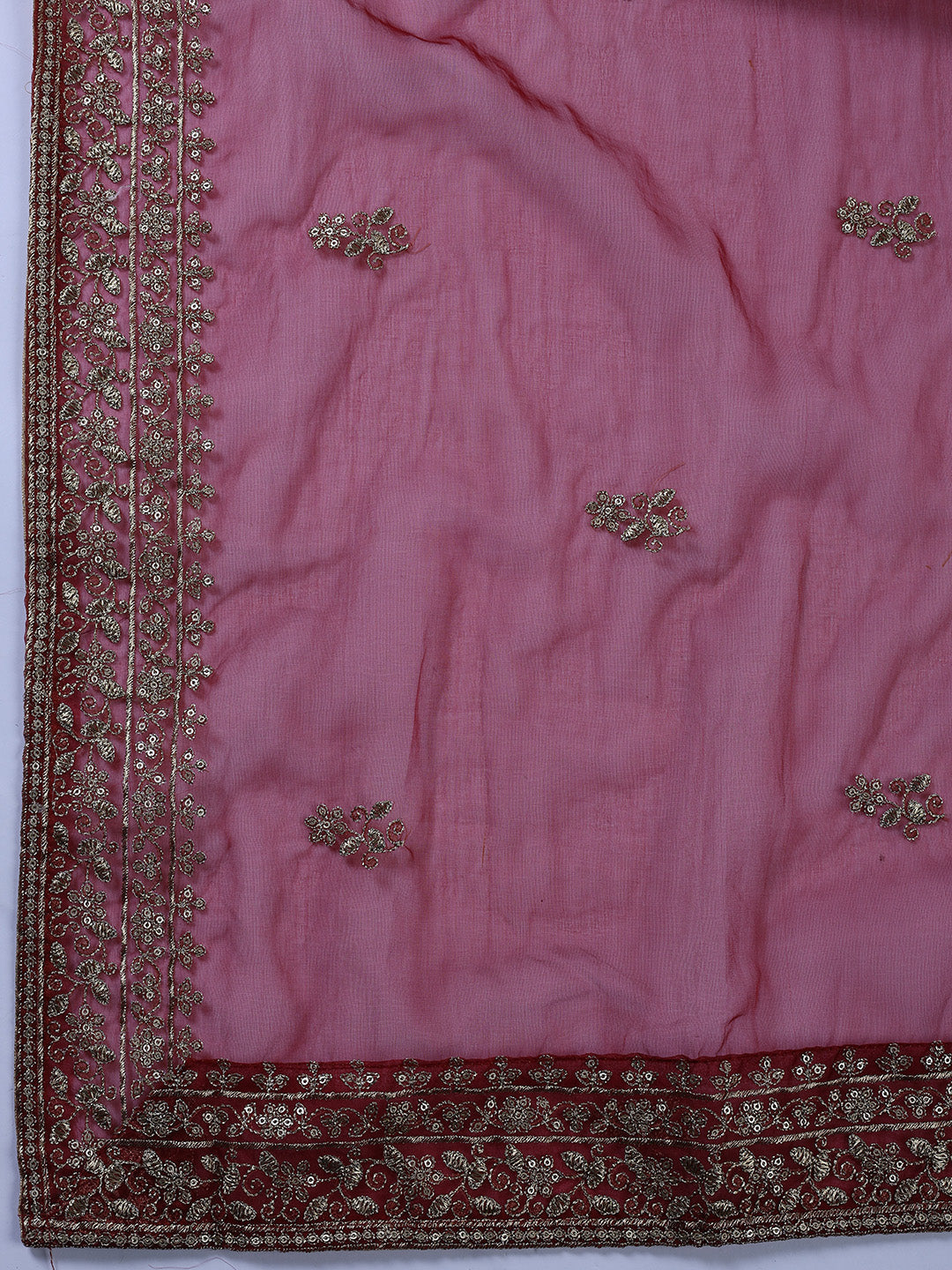 Neck Embroidered Chanderi Unstitched Suit With Dupatta