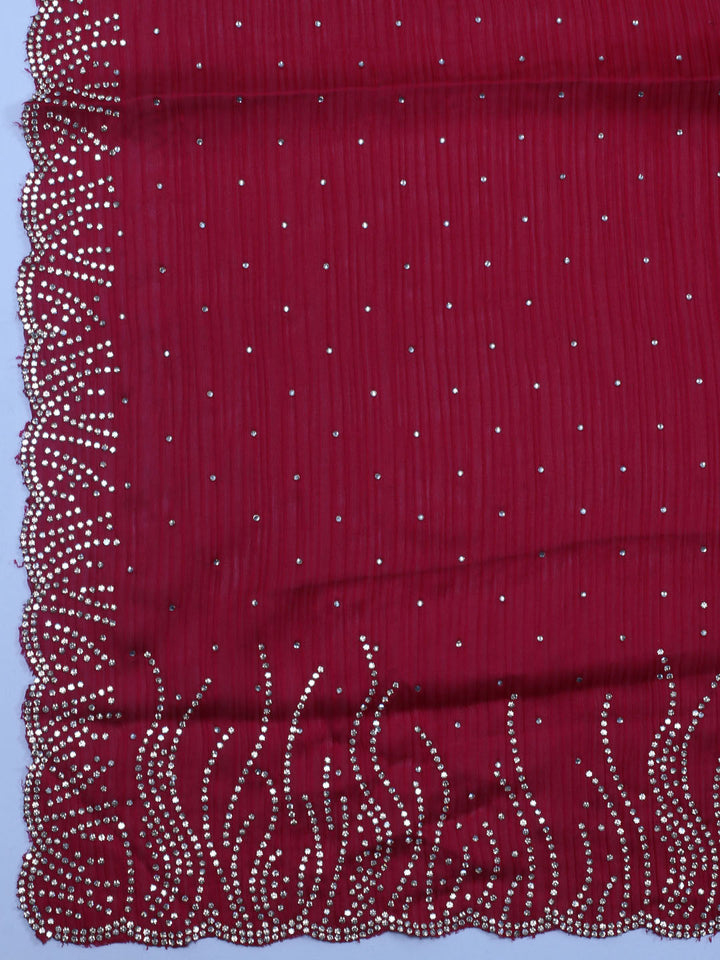 Sequins Work Chinon Unstitched Suit Piece With Dupatta