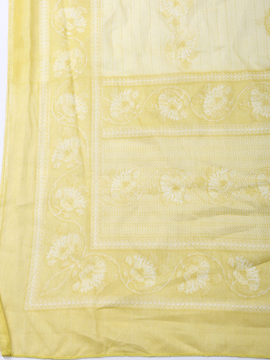 Printed Cotton Blend Unstitched Suit Piece With Dupatta