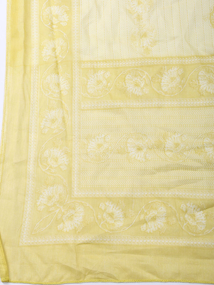 Printed Cotton Blend Unstitched Suit Piece With Dupatta